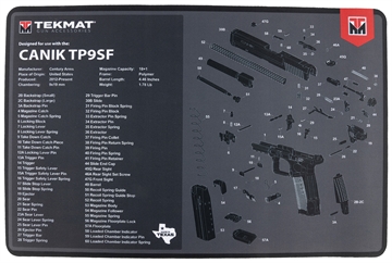 Picture of TekMat Cleaning Mat Black/Gray Rubber 11"x17" Canik TP9SF Diagram TEKR17CANIKTP9SF