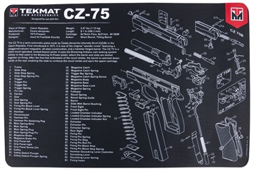 Picture of TekMat CZ 75 Cleaning Mat Black/White Rubber 11"x17" CZ-75 Parts Diagram TEKR17CZ75