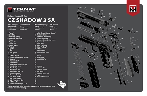 Picture of TekMat CZ Shadow 2 SA Cleaning Mat Black/White Rubber 11"x17" CZ-75 Shadow 2 SA Diagram TEKR17CZSHDW2