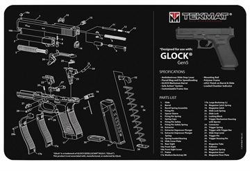 Picture of TekMat Pistol Mat, Glock Gen 5, 11"x17", Black, Includes Small Microfiber TekTowel, Packed In Tube TEK-R17-GLOCK-G5 TEKR17GLOCKG5