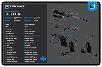 Picture of TekMat Springfield Armory Hellcat Cleaning Mat Black/Blue/White Rubber 11"x17" Springfield Hellcat Parts Diagram TEKR17HELLCATBLU