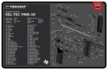 Picture of TekMat Kel-Tec PMR-30 Cleaning Mat Gray Rubber 11"x17" Kel-Tec PMR-30 Parts Diagram TEKR17KELPMR3