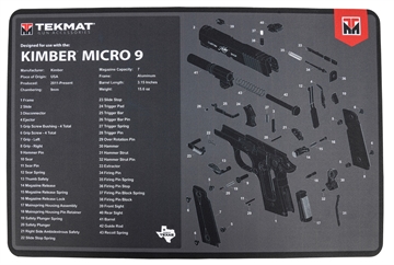 Picture of TekMat Kimber Micro 9 Cleaning Mat Black/Gray Rubber 11"x17" Kimber Micro 9 Diagram TEKR17KIMBERMCR9