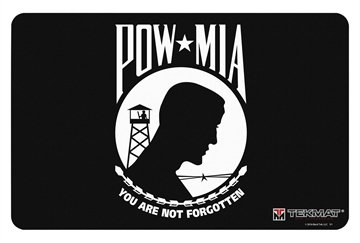 Picture of TekMat POW MIA Cleaning Mat Black/White Rubber 11"x17" "You Are Not Forgotten" TEKR17POWMIA