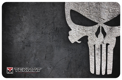 Picture of TekMat Punisher Grunge Cleaning Mat Black/White Rubber 11"x17" Punisher Skull TEKR17PUNISHER