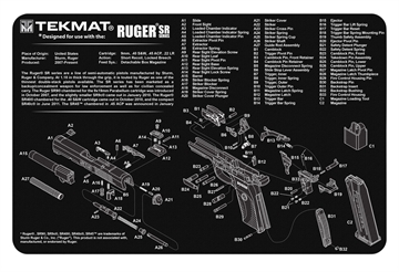 Picture of TekMat Ruger SR 9 Cleaning Mat Black/White Rubber 11"x17" Ruger SR9 Parts Diagram TEKR17RUGERSR9
