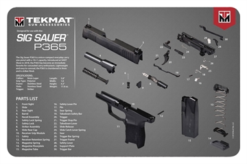 Picture of TekMat Sig P365 Pistol Mat, 11"x17", Black, Includes Small Microfiber TekTowel, Packed in Tube TEK-R17-SIGP365 TEKR17SIG9365