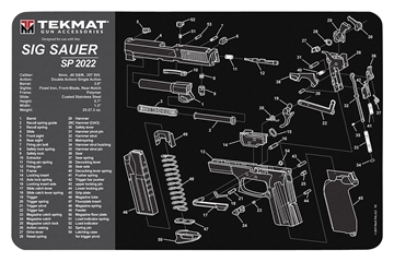 Picture of TekMat Cleaning Mat Black/Gray Rubber 11"x17" Sig Sauer SP 2022 Parts Diagram TEKR17SIGSP2022