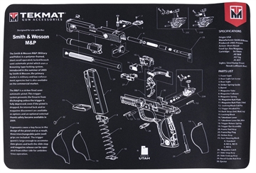 Picture of TekMat S&W M&P Pistol Mat, 11"x17", Black, Includes Small Microfiber TekTowel, Packed In Tube TEK-R17-SW-MP TEKR17SWMP