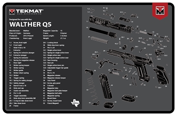 Picture of TekMat Walther Q5 SF Cleaning Mat Black/Gray Rubber 11"x17" Walther Q5 Parts Diagram TEKR17WALQ5SF