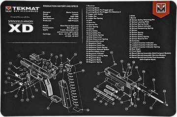Picture of TekMat Springfield Armory XD Cleaning Mat Black/White Rubber 11"x17" Springfield Armory XD Parts Diagram TEKR17XD
