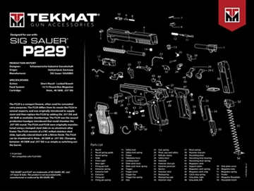 Picture of TekMat Sig Sauer P229 Ultra 20 Cleaning Mat Multi-Color Rubber 15"x20" Sig P229 Parts Diagram TEKR20SIGP229