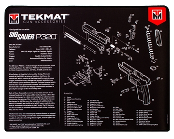 Picture of TekMat Sig Sauer P320 Ultra 20 Cleaning Mat Black/White Rubber 15"x20" Sig P320 Parts Diagram TEKR20SIGP320