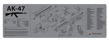Picture of TekMat AK-47 Cleaning Mat Black/Gray Rubber 12"x36" AK-47 Parts Diagram TEKR36AK47GY