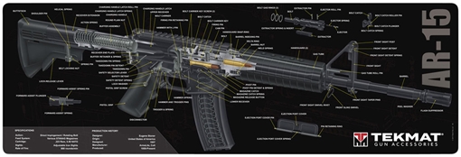 Picture of TekMat AR-15 Cutaway Mat, 12"x36", Black, Includes Small Microfiber TekTowel, Packed In Tube TEK-R36-AR15-CA TEKR36AR15