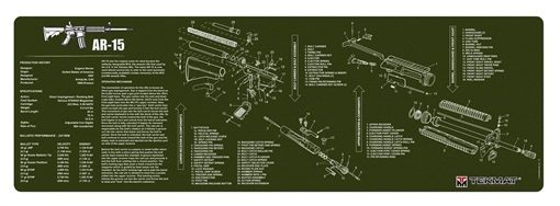 Picture of TekMat Long Gun, AR-15, Cleaning Mat, Thermoplastic Surface Protects Gun From Scratching, 1/8" Thick, 12"x36", Tube Packaging, OD Green TEK-R36-AR15-OD TEKR36AR15OD