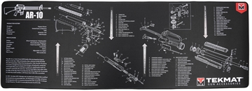Picture of TekMat Ultra Mat, AR-10, Cleaning Mat, Thermoplastic Surface Protects Gun From Scratching, 1/4" Thick, 15"x44", Tube Packaging, Black TEK-R44-AR10 TEKR44AR10