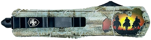 Picture of Templar Knife  Gen II Cattle Drive Slim 3.43" OTF Tanto Plain Black Oxide Stonewashed 440C SS Blade, 5.05" Multi-Color Aluminum Handle, Glass Breaker 093674828278