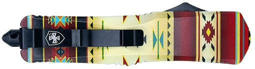 Picture of Templar Knife  Gen II Saddle Blanket Slim 3.43" OTF Dagger Plain Black Oxide Stonewashed 440C SS Blade, 5.05" Red Aluminum Handle, Glass Breaker 093674828414