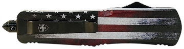 Picture of Templar Knife  Gen II US Flag Large 3.50" OTF Dagger Plain Black Oxide Stonewashed 440C SS Blade, 5.50" US Flag Aluminum Handle, Glass Breaker 093674810211