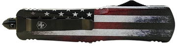 Picture of Templar Knife  Gen II US Flag Slim 3.50" OTF Dagger Plain Black Oxide Stonewashed 440C SS Blade, 5.12" US Flag Aluminum Handle, Glass Breaker 093674810334