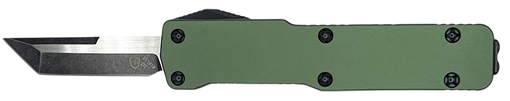 Picture of Templar Knife  Premium LW  1.85" OTF Tanto Plain Black Oxide Stonewashed Powder Coated D2 Steel Blade, 3.50" Green Anodized Aluminum Handle, California Legal 093674826649