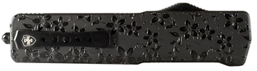 Picture of Templar Knife  Premium LW Floral Large 3.55" OTF Dagger Plain Black Oxide Stonewashed Powder Coated D2 Steel Blade, 5.25" Black Gloss Aluminum Handle 093674820203