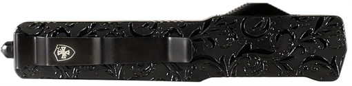 Picture of Templar Knife  Premium LW Maiden Gloss Slim OTF Dagger Part Serrated Black Oxide Stonewashed Powder Coated D2 Steel Blade, 5" Black Gloss Aluminum Handle 093674821019