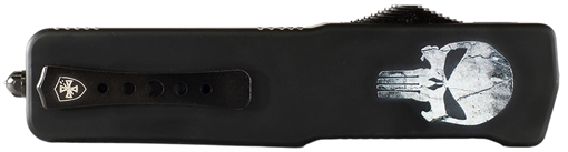 Picture of Templar Knife  Premium Weighted Fallen Small 3" OTF Dagger Plain Black Oxide Stonewashed Powder Coated D2 Steel Blade, 4.50" Black w/Skull Aluminum Zinc Alloy Handle 093674815469