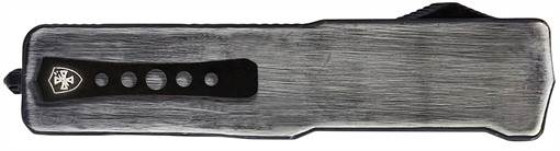 Picture of Templar Knife  Premium Weighted Knight Slim 3.16" OTF Drop Point Plain Black Oxide Stonewashed Powder Coated D2 Steel Blade, 4.93" Gunmetal Anodized Aluminum Zinc Alloy Handle 093674826519