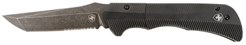 Picture of Templar Knife Auto Assist 3.50" Folding Tanto Part Serrated Black Oxide Stonewashed Powder Coated D2 Steel Blade/ 4.25" Aged Aluminum Handle AAABK521