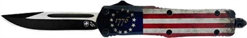 Picture of TEMPLAR KNIFE LARGE OTF BETSY ROSS FLAG 3.5" BLACK DROP PNT LBRF331