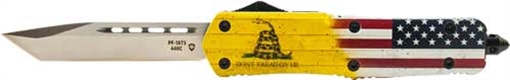 Picture of TEMPLAR KNIFE LARGE OTF DON'T TREAD ON ME 3.5" SILVER TANTO LDTOM232