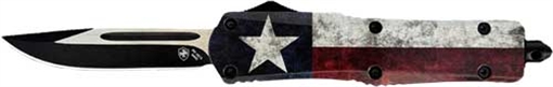 Picture of Templar Knife Gen II Captain Large 3.50" OTF Drop Point Plain Black Oxide Stonewashed 440C SS Blade, 5.25" Red/White/Blue w/Star Aluminum Handle Glass Breaker LCAP331