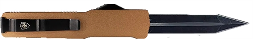 Picture of Templar Knife Premium LW Slim 3.25" OTF Dagger Plain Black Oxide Stonewashed Powder Coated D2 Steel Blade, 5" Bronze Anodized Aged Aluminum Handle MAAB121
