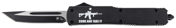 Picture of Templar Knife Gen II Come And Take It Slim 3.43" OTF Tanto Plain Black Oxide Stonewashed 440C SS Blade, 5.05" Black w/ "Come And Take It" AR-15 Gun Aluminum Handle, Glass Breaker MAR15231