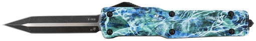 Picture of Templar Knife Premium Weighted Slim 3.16" OTF Dagger Plain Black Oxide Stonewashed D2 Steel Blade, 4.93" Mossy Oak Seafoam Aluminum Zinc Alloy Handle MZMOS121