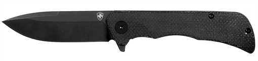 Picture of Templar Knife Paladin 3.27" Folding Drop Point Plain Black Powder Coated D2 Steel Blade, 4.40" Black Micarta Handle PFMBK321