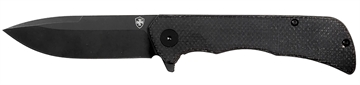 Picture of Templar Knife Paladin 3.27" Folding Drop Point Plain Black Powder Coated D2 Steel Blade, 4.40" Black Micarta Handle PFMBK321