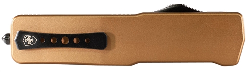 Picture of Templar Knife Premium LW Small 3" OTF Drop Point Plain Black Oxide Stonewashed D2 Steel Blade, 4.50" Bronze Aluminum Handle SAAB321