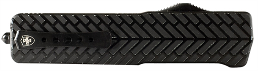 Picture of Templar Knife Premium LW Small 3" OTF Drop Point Plain Black Oxide Stonewashed D2 Steel Blade, 4.50" Black Herringbone Aluminum Handle 1 SAHBG32