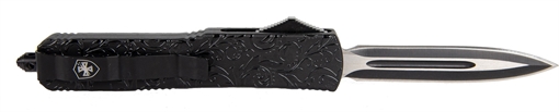 Picture of Templar Knife Gen II Maiden Gloss Slim 3.43" OTF Dagger Plain Black Oxide Stonewashed 440C SS Blade, 5.05" Black Gloss Aluminum Handle, Glass Breaker MMDG131
