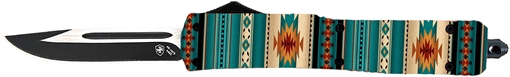 Picture of TEMPLAR KNIFE SLIM OTF TEAL SADDLE BLANKET 3.1" BLACK DP! MSBT331