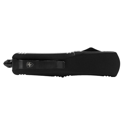 Picture of Templar Knife Gen II Small 2.69" OTF Dagger Part Serrated Black Oxide Stonewashed 440C SS Blade, 4.31" Black Aluminum/Rubber Handle, Glass Breaker SBR431