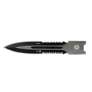 Picture of Templar Knife Gen II Small 2.69" OTF Dagger Part Serrated Black Oxide Stonewashed 440C SS Blade, 4.31" Black Aluminum/Rubber Handle, Glass Breaker SBR431