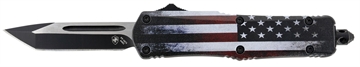 Picture of Templar Knife Gen II US Flag Small 2.69" OTF Tanto Plain Black Oxide Stonewashed 440C SS Blade, 4.31" US Flag Aluminum Handle, Glass Breaker SUS231