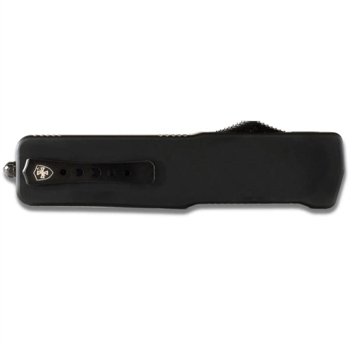 Picture of Templar Knife Premium Weighted Large 3.55" OTF Drop Point Plain Black Oxide Stonewashed D2 Steel Blade, 5.25" Black Aluminum/Rubber Handle LZBR321
