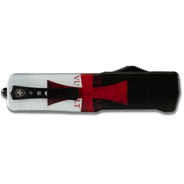 Picture of Templar Knives Premium Weighted Automatic Knife 3" Serrated Dagger Blade Templar Flag MZ-TK-42-1