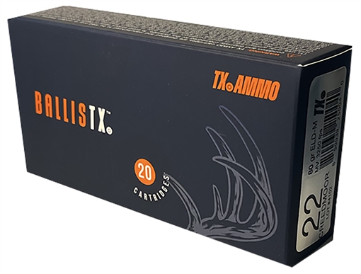 Picture of Texas Ammo Inc BallisTX 22Creedmoor 80gr Extremely Low Drag Match 20 Per Box/25 Case RTXA22C80ELDM