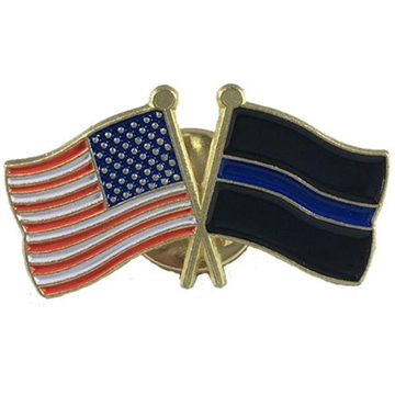 Picture of Thin Blue Line Thin Blue Line (Black Background) and American Pin, Combination AM-TBL-PIN